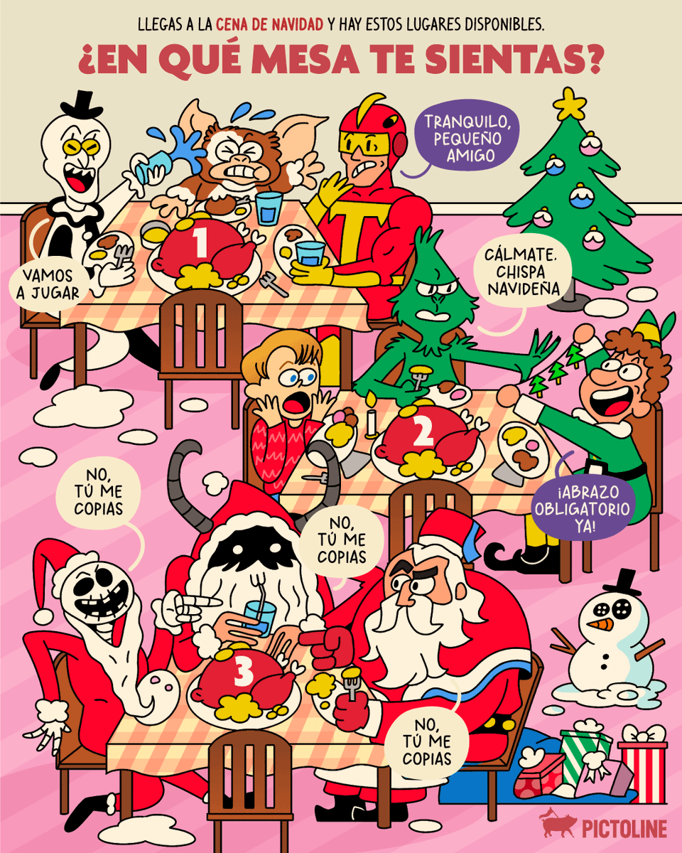 Si pudieras elegir en qué mesa sentarte esta Navidad, ¿cuál elegirías? 👀🍿🎄

#navidad #christmas #merrychristmas #grinch #jackskellington #regaloprometido #mipobreangelito #gizmo #artelpayaso #klaus #cena #chismecitotime #entretenimiento #emociones #pictoline