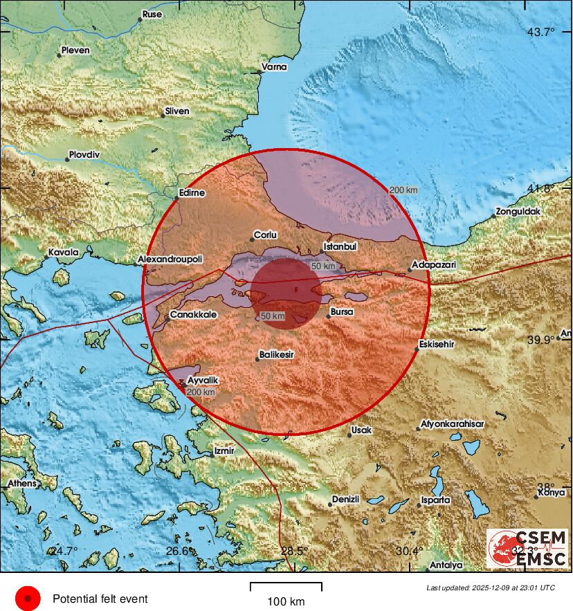 #Earthquake (#deprem) possibly felt 31 sec ago in #Turkey. Felt it? Tell us via:
📱m.emsc.eu/#app
🌐m.emsc.eu
🖥emsc-csem.org
⚠ Automatic crowdsourced detection, not seismically verified yet. More info soon!