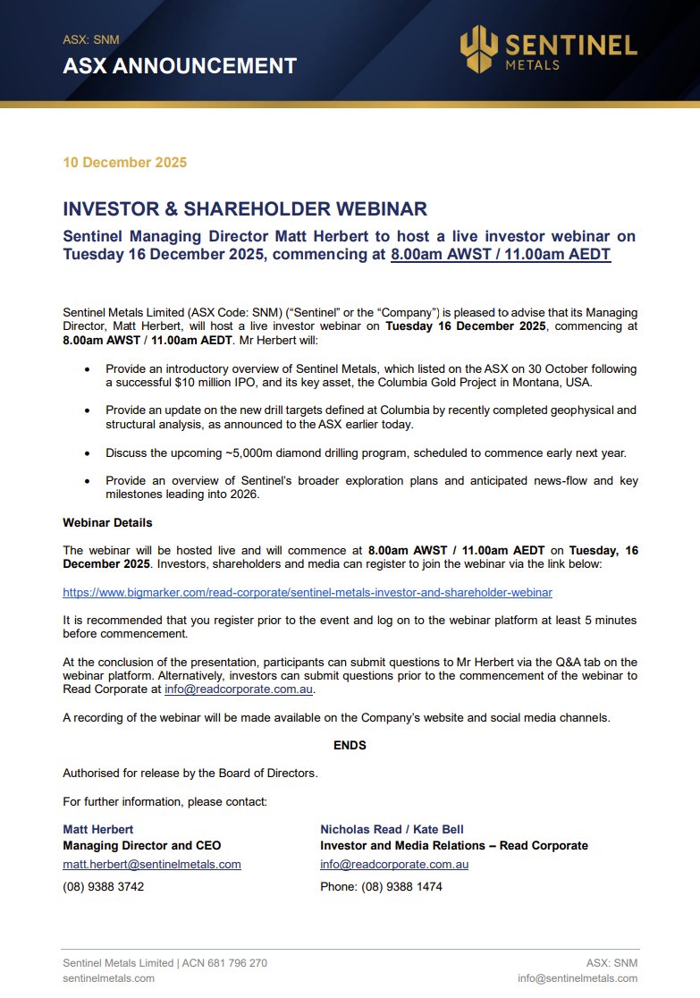 Sentinel Metals tweet media