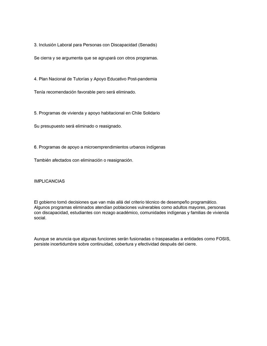 sylvana_chile's tweet photo. Estos son los recortes sociales, publicados en octubre 2025 que verán menor presupuesto o que serán definitivamente cerrados por una obvia mala gestión... Ya comenzaron estás acciones bajo éste gobierno pero callan...
** Fuentes:
- El Libero
- La Tercera
- Bío Bío Chile https://t.co/3zeRXB4ngP
