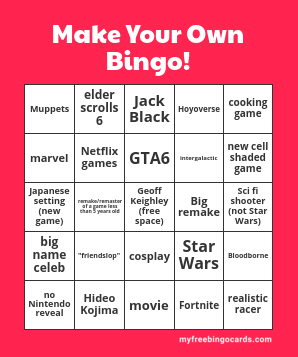 My game awrds bingo sheet
(I swear I made this before the miss Piggy announcement)