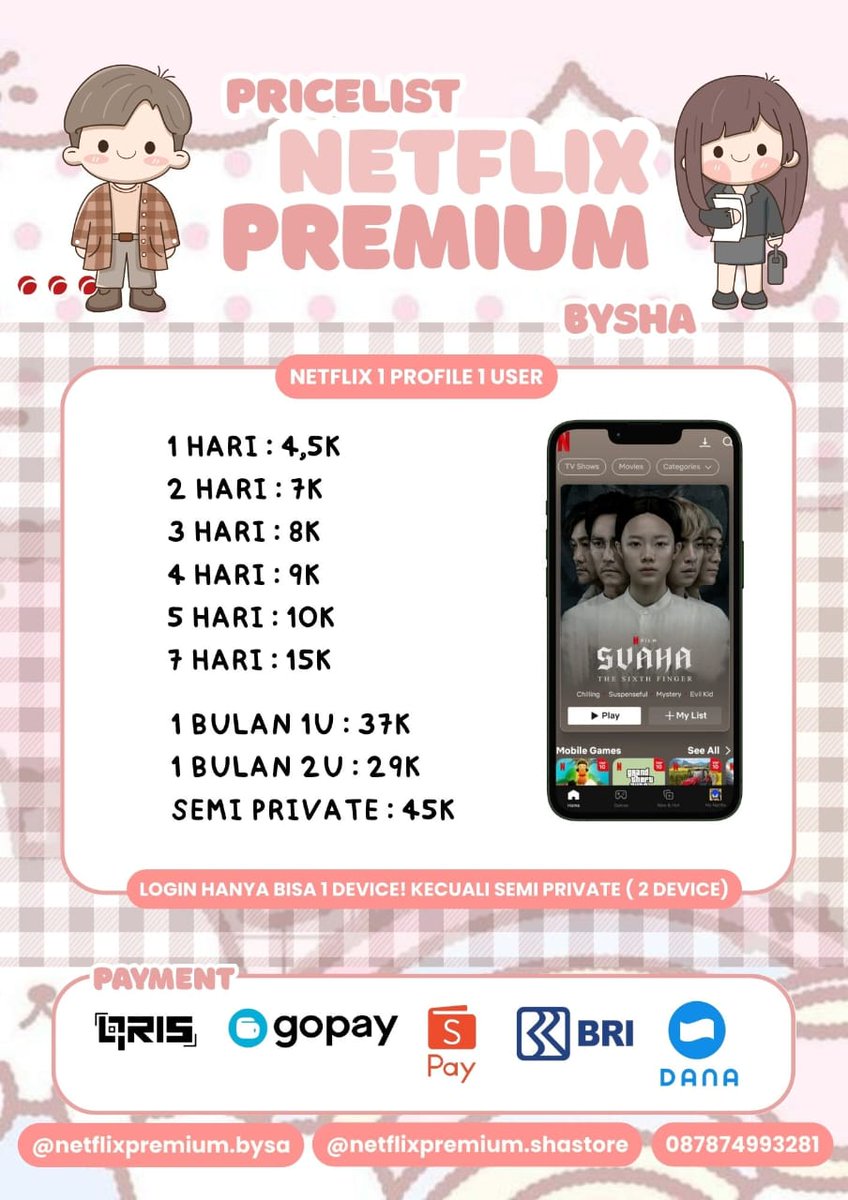 ShaStoreNetprem's tweet image. LANGGANAN APK APP PREM APLIKASI PREMIUM HARIAN BULANAN WTS WTB #zonauang #zonajajan

☎️ : wa.me/6287874993281

DISNEY PICSART YOUTUBE VIDIO AMAZON PRIME VIDEO WETV IQIYI NETFLIX CANVA CAPCUT PRO