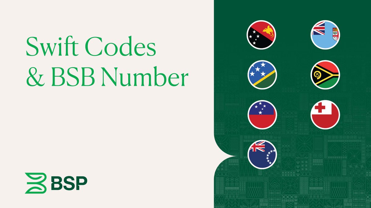 BSP Group | Transferring Funds via Internet Banking? 
Find BSP Swift Codes and Branch BSB Numbers for PNG and the Pacific Market here: shorturl.at/haLqs