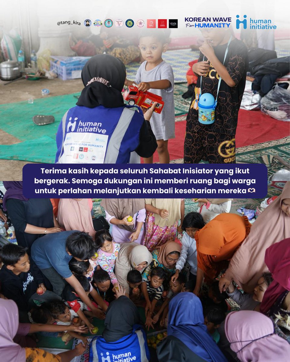 THEBOYZINDO's tweet photo. [📸] #KoreanWaveForHumanity hadir mendukung penyintas banjir di Desa Baktiya, Aceh. Bantuan kita sangat membantu kebutuhan mendesak warga.

Terima kasih DEOBITNA &amp; K-Popers yang ikut bergerak memberi mereka ruang untuk menata kembali keseharian. 🫂❤️‍🩹🤍

#PeduliBencanaIndonesia https://t.co/tEX9GfQWMF