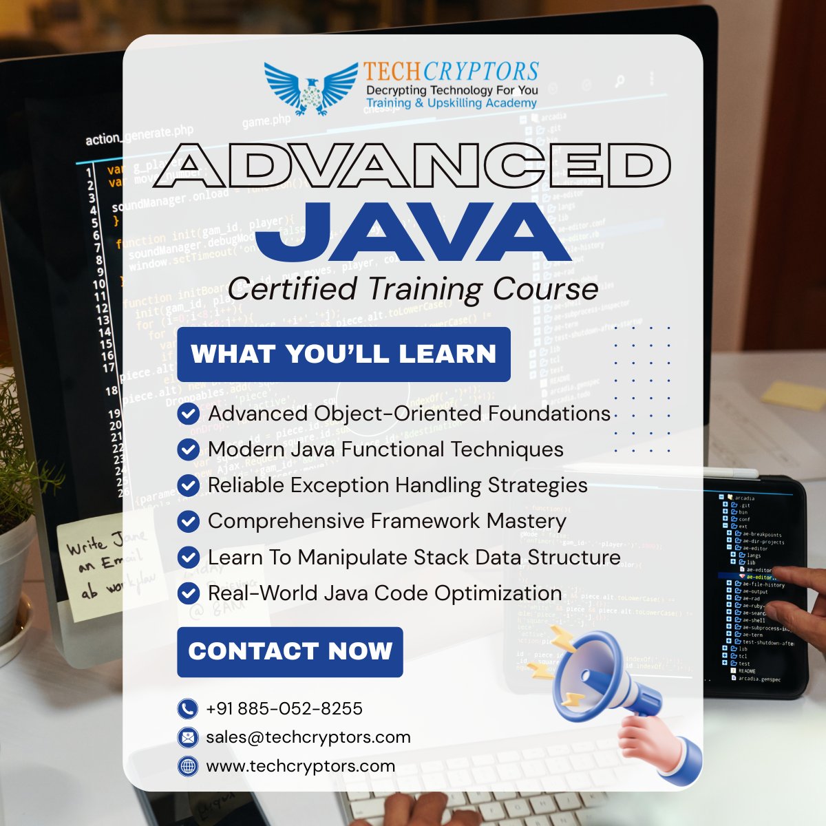 TechCryptors's tweet image. Level up your coding skills with our Advanced Java Certified Training Course🚀

📞wa.me/918850528255
📧sales@techcryptors.com
🌍techcryptors.com

#AdvancedJava #JavaTraining #JavaDeveloper #TechCryptors