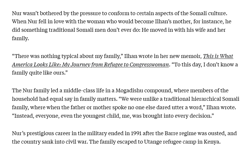 Straight out of <a href="/IlhanMN/">Ilhan Omar</a> dads obituary it states he was in the Barre regime until 1991 in the military.

He did do genocide.