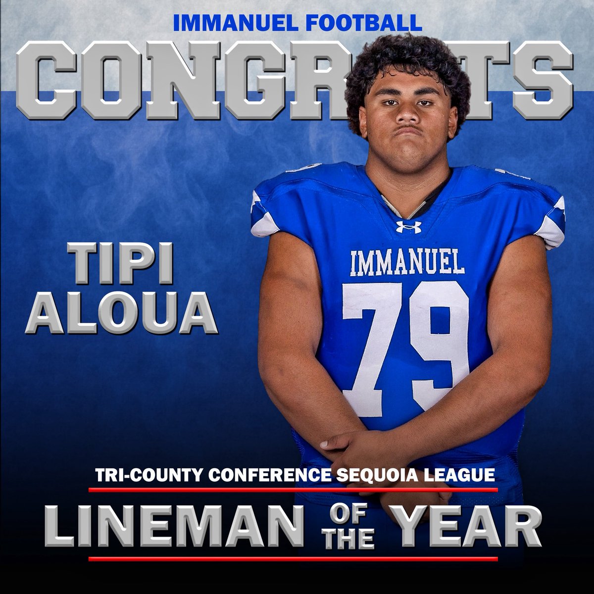 The TCC Sequoia League “Lineman of the Year” is our own Tipi Aloua, help us congratulate him!!
