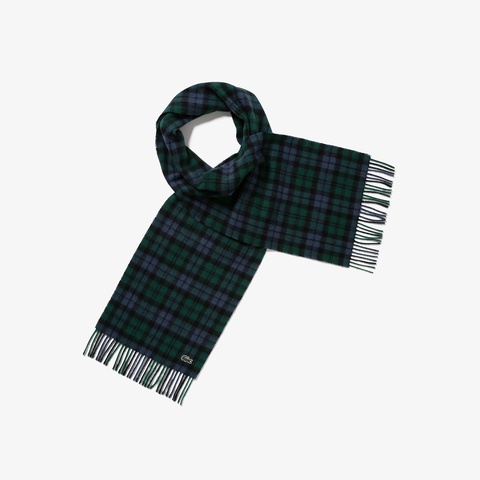 クラシカルなチェックマフラー🧣 グリーンとブルーのチェックがほど