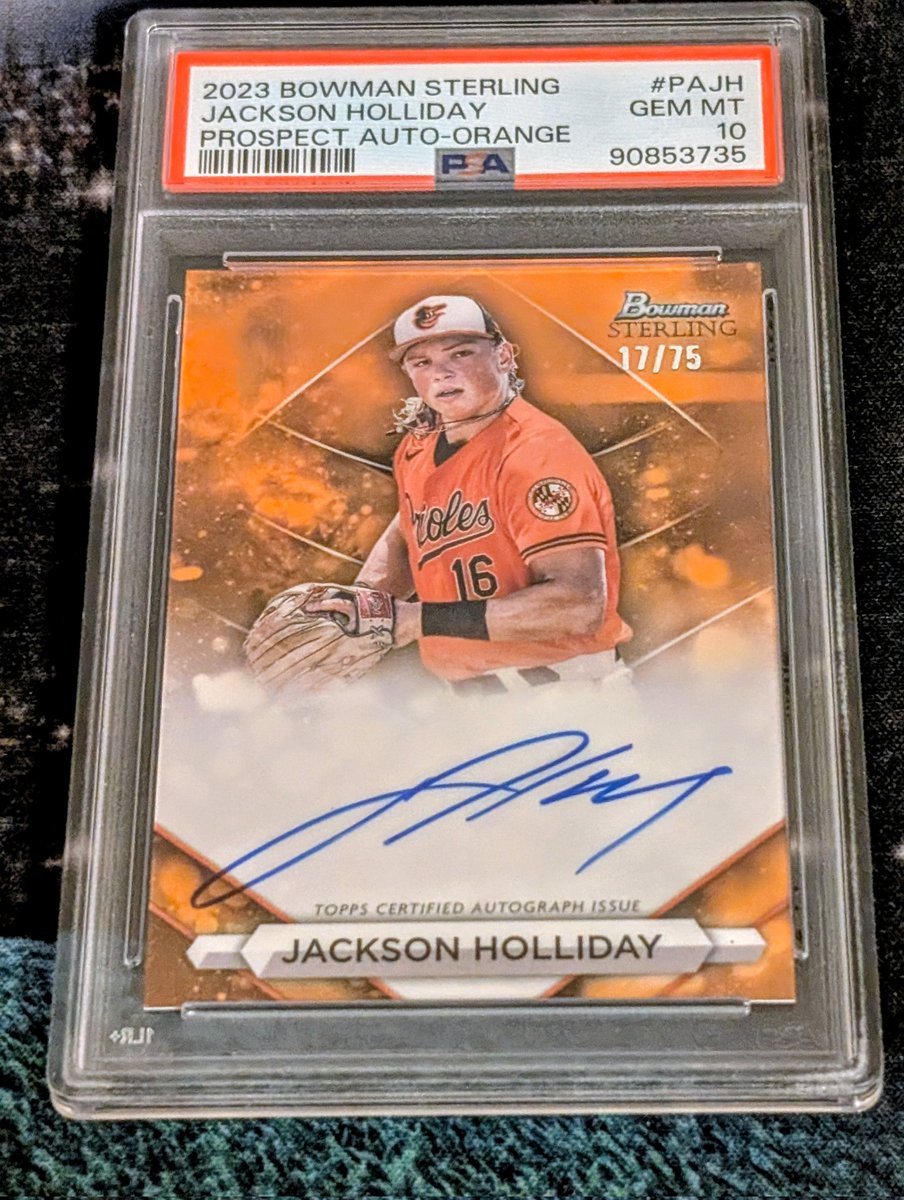 Jackson Holliday 2023 Bowman Sterling Orange Auto /75 PSA 10
