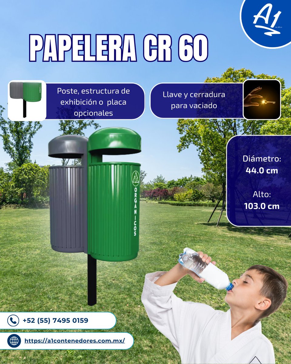 🚮 Cuida los espacios #públicos, implementando el uso de la #papelera para #basura CR-60, separando y colocando los residuos en su interior.

☎️ Llama ahora y conoce más. 

☎️ Contáctanos al (56) 4770 2022
📲 WhatsApp 55 7495 0159
💻 Visítanos en f.mtr.cool/drxuazvjub