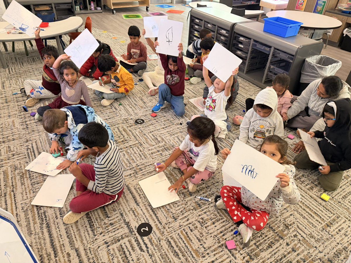 HaileyLewisprek's tweet photo. Today’s math fun: roll a dice, show the number! Our Pre-K students represented their numbers in multiple ways on whiteboards—so proud of their growing number sense! 🎲🤍 https://t.co/JXj7aA1pJy