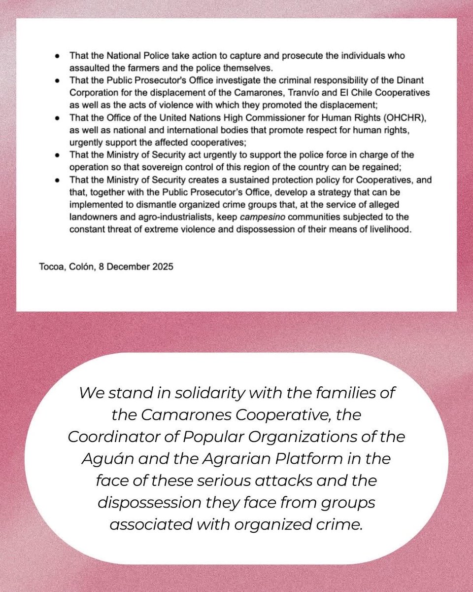 🚨While Honduras is in a period of electoral uncertainty, campesino communities in the Bajo Aguan are facing attacks &amp; persecution by an armed criminal group known as Los Cachos. 

🔽Read the Agrarian Platform’s communique below.