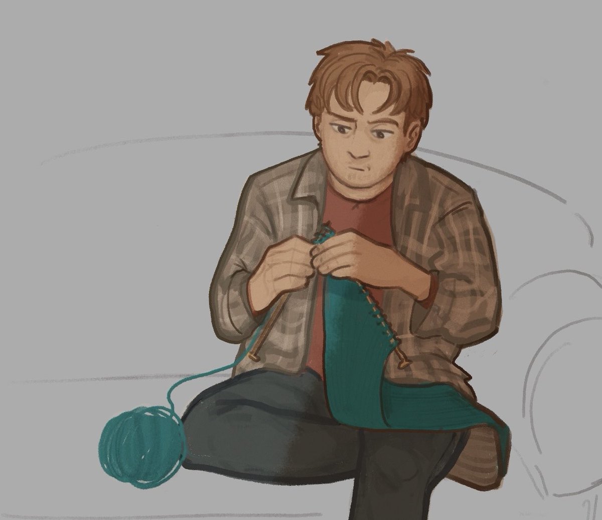 viccsart's tweet photo. remembered Ray knitting is canon in the book ☝️#thelongwalk https://t.co/94CuHPxEyC