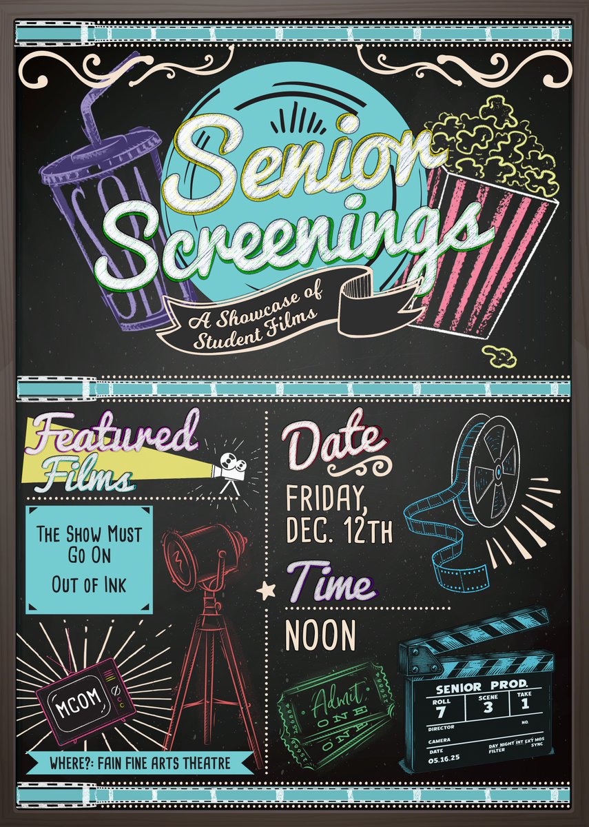 🎬 Senior Screenings: A Showcase of Student Films

An end-of-semester celebration where senior students debut their original films for the campus and community!