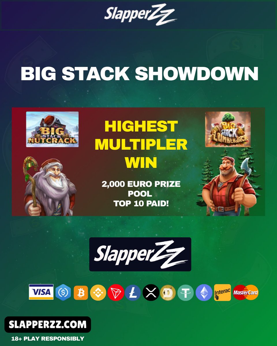 Slapperzzcom's tweet image. New weekly tournament out now! 

Highest win in big stack lumberjack or big stack nutcracker! 

Top 10 prizes paid! 

#slapperzz #tournament #free #giveaway #slots #casino #comp