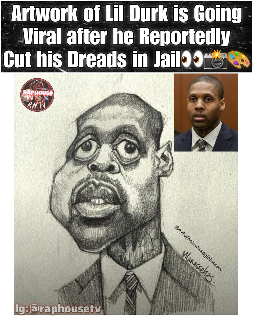 raphousetv2's tweet image. Artwork of Lil Durk is Going Viral after he Reportedly Cut his Dreads in Jail 😳