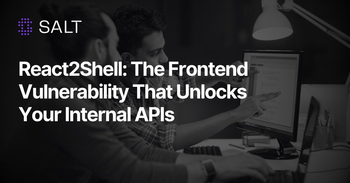 SaltSecurity's tweet image. React2Shell isn’t just a code flaw. It’s an identity crisis for your APIs.
In our new blog, we cover:
-Why traditional WAFs miss the initial exploit
-How React2Shell becomes a launchpad for East-West attacks

Read here: salt.security/blog/react2she…

#cybersecurity #APIsecurity #CISO
