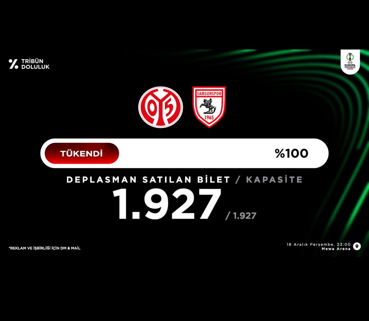 Burdan Samsunspor’uma benim grubum için ayırdıkları bileten dolayı çok tessekur ederim. 
Reserve olan 150 bileti dagitip Mainza Deplasman yaşatmaya 
HAZIRIZ 🔴⚪️🔴5️⃣5️⃣ #Samsunspor #samsunsporgermany <a href="/ssgermanyx/">Samsunspor Germany</a>