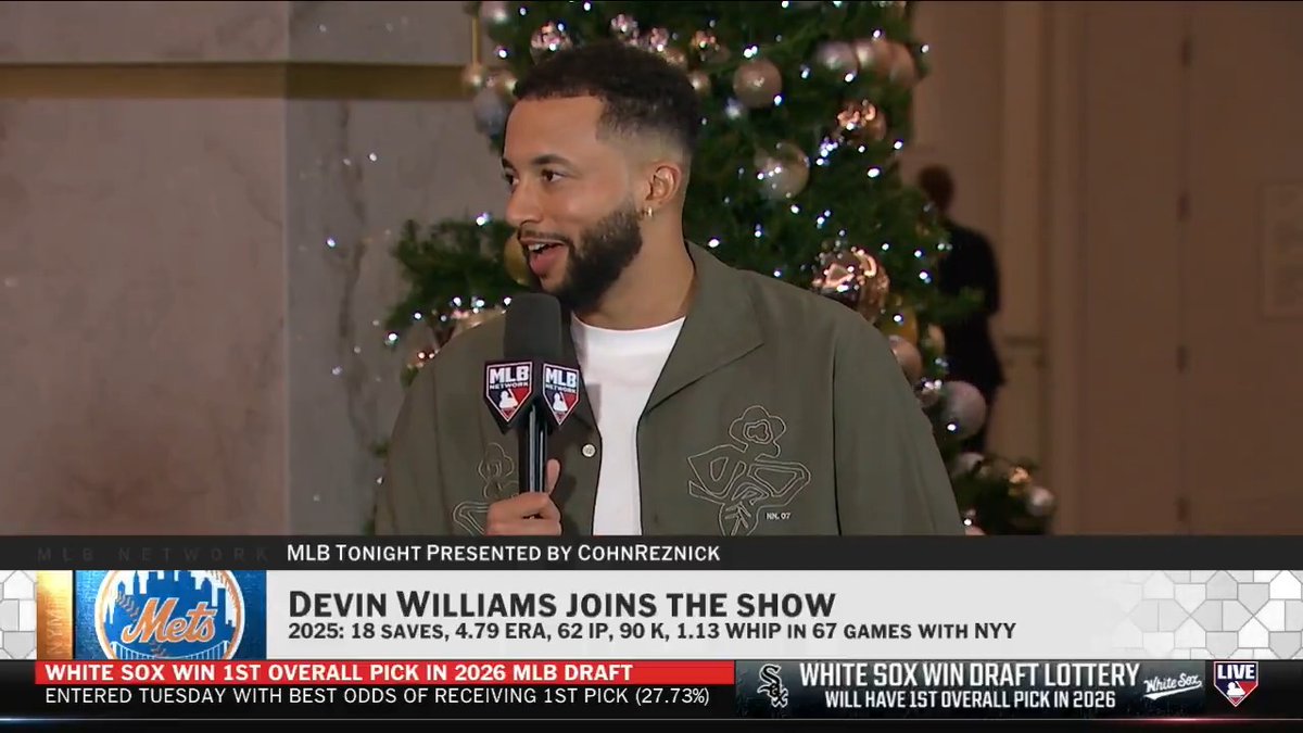 "I didn't have to wait around too long. It's nice to be courted." 😅

Newest @Mets reliever Devin Williams discusses his first foray into free agency and what he learned from last season with the Yankees.

MLB Network + @CohnReznick 