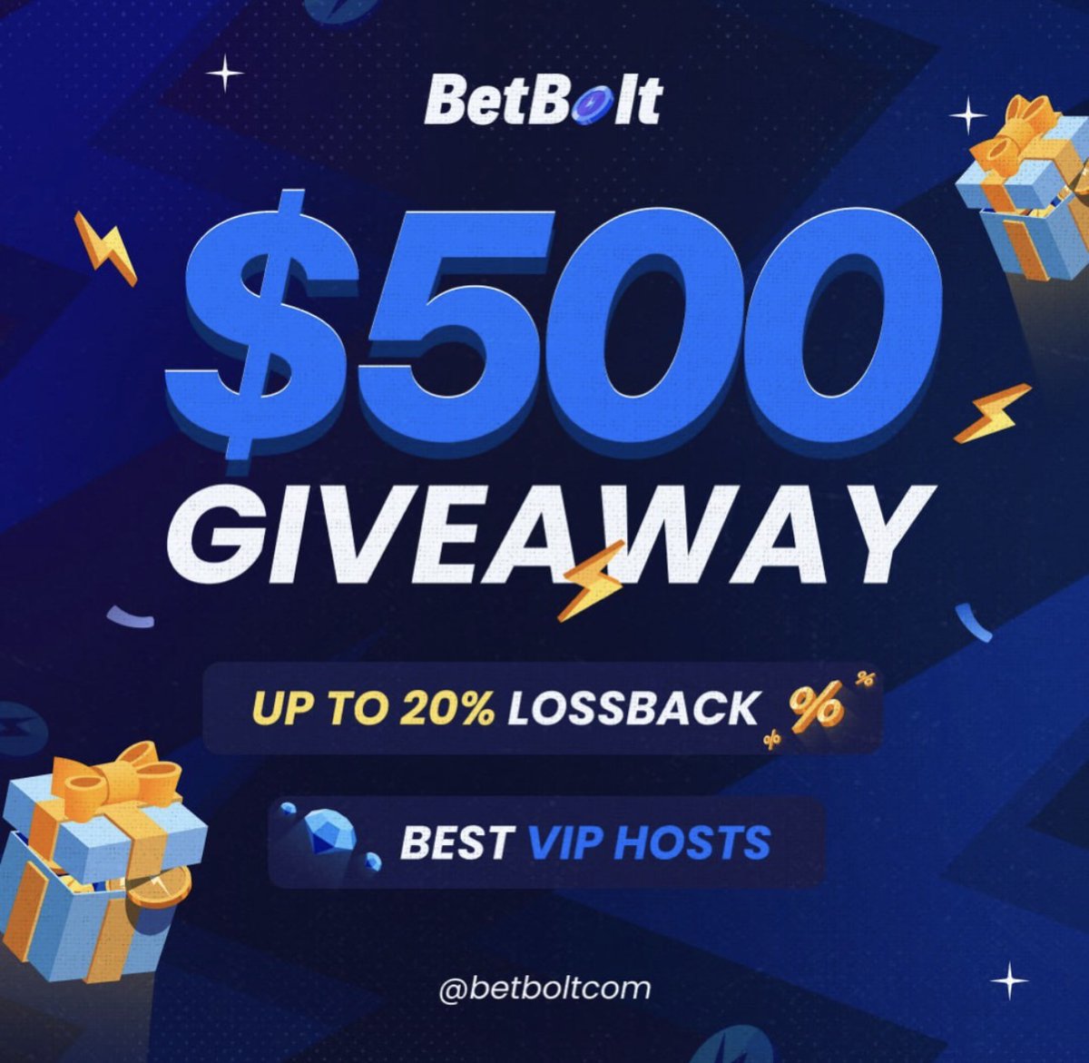$500 Giveaway ( 5 winners )

‣ Follow <a href="/betboltcom/">BetBolt.com</a> 
‣ Like &amp; RT
‣ tag a friend

7D⏳