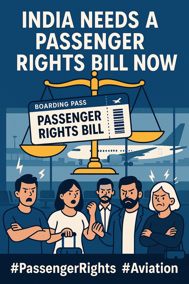 flyingamit's tweet photo. ✈️ India needs a Passenger Rights Bill now.
When airlines cancel, delay, overbook or lose bags, the public pays the price while carriers face little real consequence. We need clear rules, automatic compensation, and independent enforcement so that people come before profits.
#PassengerRights #Aviation @MoCA_GoI @DGCAIndia @SafetyMatters6