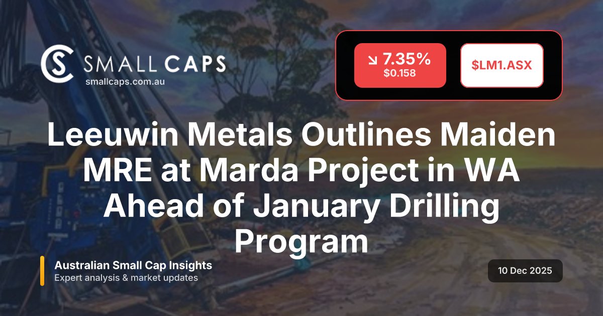 <a href="/LeeuwinMetals/">Leeuwin Metals Ltd</a>  (ASX: LM1) delivers maiden MRE at WA’s Marda Project!
Drilling kicks off in January to grow this promising resource.
👉 Read more
#Mining #Exploration #ASX
smallcaps.com.au/article/leeuwi…