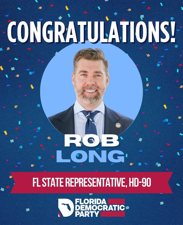 Congratulations to Rob Long for winning the Florida House in District 90. Palm Beach is in good hands and will be well represented by Rob as he joins our caucus to focus on making Florida more affordable for working-class people!