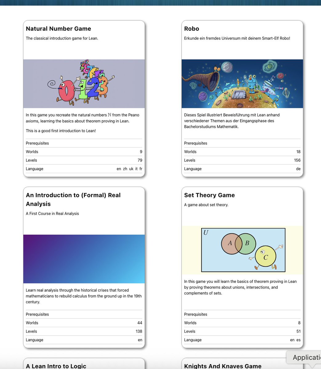 AlexKontorovich's tweet image. Real Analysis, The Game (v0.1) is DONE!!

44 Worlds

138 Levels

All your old favorites like Bolzano-Weierstrass and Heine-Borel, Uniform Convergence and Riemann Sums, and the biggest Boss of all, the Intermediate Value Theorem! :)

Play the game here: adam.math.hhu.de/#/g/AlexKontor……