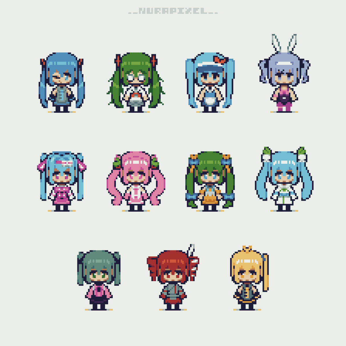NuraPixel's tweet image. Added the yellow one to my Pixel Art Miku Chibi collection