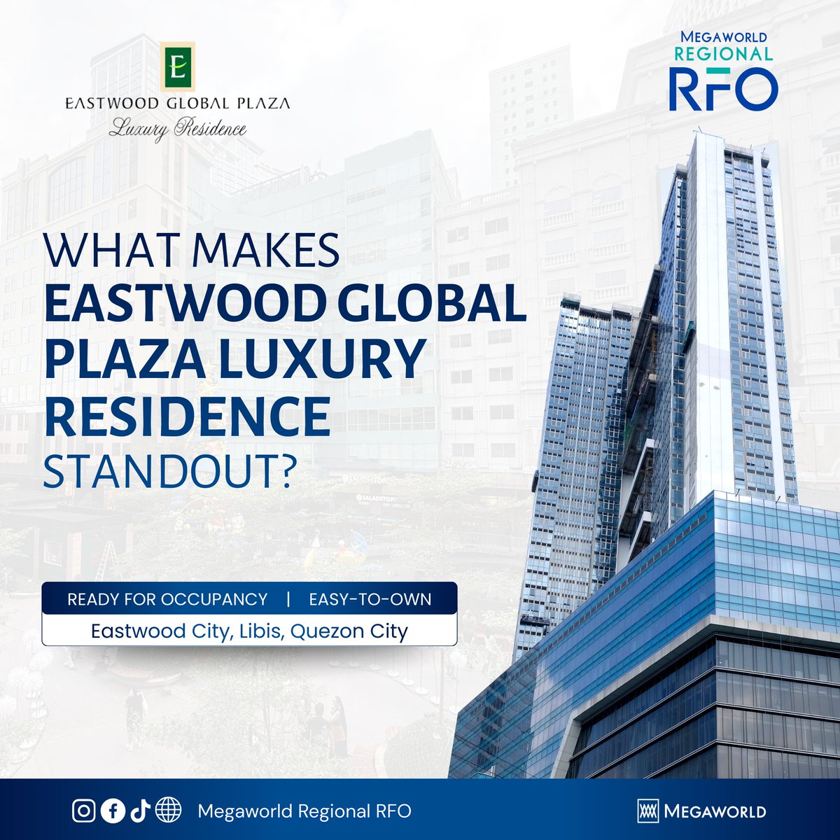 MWRegional_RFO's tweet image. Find out why Eastwood Global Plaza Luxury Residence is the ultimate choice for modern city living.

Discover more about our project by visiting megaworldregionalrfo.com/project/eastwo… or contact us at 0917-836-6436.

#MegaworldRegionalRFO #EastwoodGlobalPlazaLuxuryResidence #ReadyForOccupancy