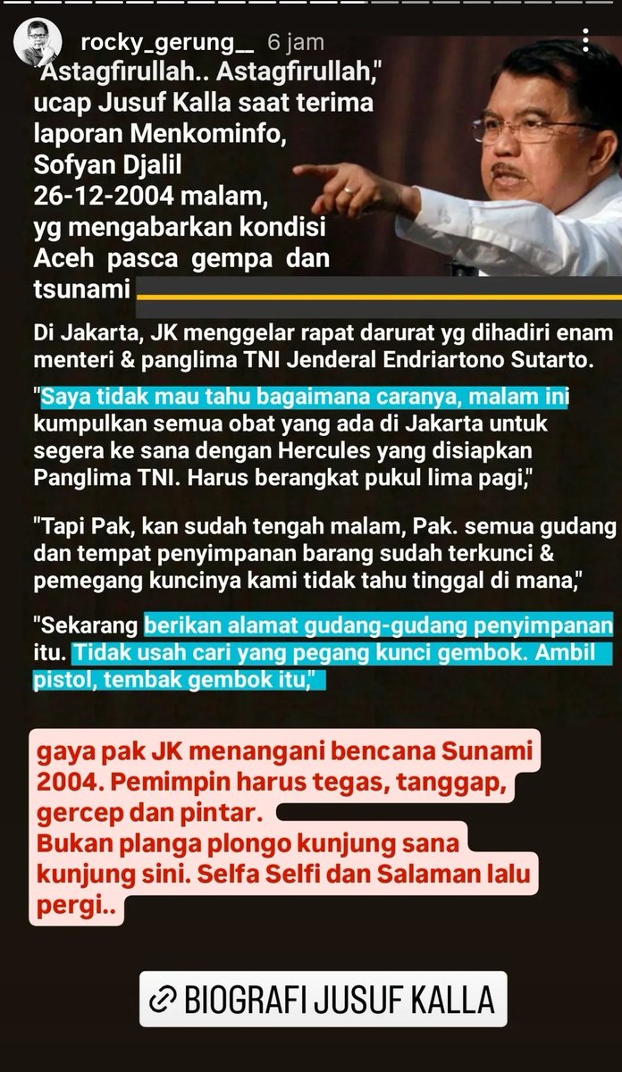 <a href="/salam4jari/">salam4jari</a> Kasihan korban bencana yg sudah kedinginan, kelaparan, menggigil kesakitan yg segera butuh bantuan/pertolongan jd harus menahan derita gara² regulasi pemerintah yang yang sesat. 

Memang hanya dimasa pak SBY &amp; JK rakyat Indonesia merasa dialami pemimpin yang tegas &amp; bijaksana.