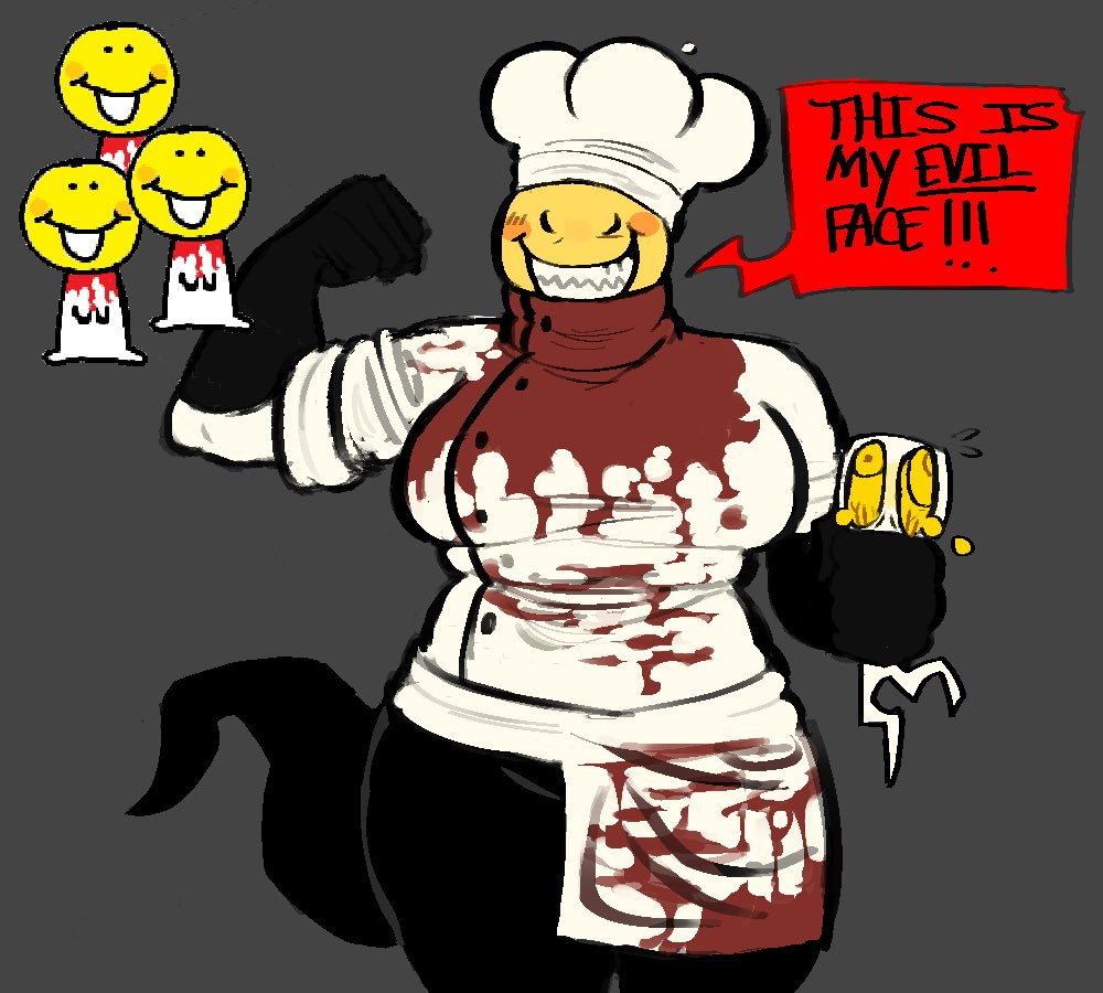 waflewaffl2's tweet image. chef cannot make an serious face at all