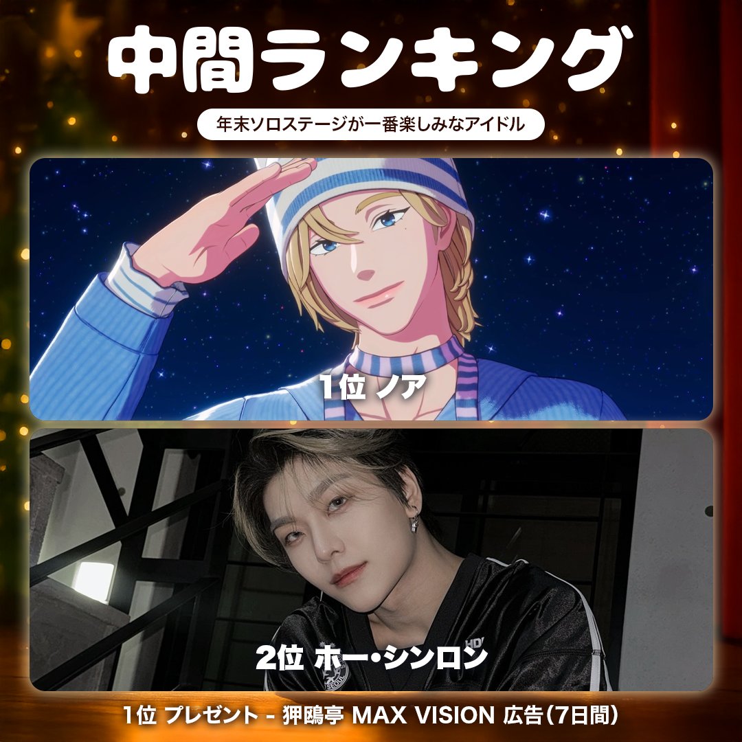 kpopidol_jp's tweet photo. 🏆 年末ソロステージが 一番楽しみなアイドル✨

📊リアルタイム中間順位🔥
🥇 #ノア #PLAVE
🥈#ホー・シンロン #シンロン #ALD1

🎁 狎鴎亭MAX VISION 広告

🗓 12月7日〜12月28日
📍 https://t.co/UHKCgbErep

❤️‍🔥 #EVENT｜1万ハート引用イベント開催中 🎅🏻

#Noah #HeXinlong #Xinlong #PLII #ALLYZ