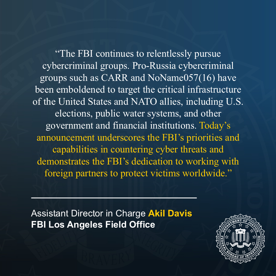 A Ukrainian national has been federally charged with participating in dozens of cyberattacks and computer intrusions against critical infrastructure and other victims around the world, in support of Russia’s geopolitical interests, the Justice Department announced today.

The two