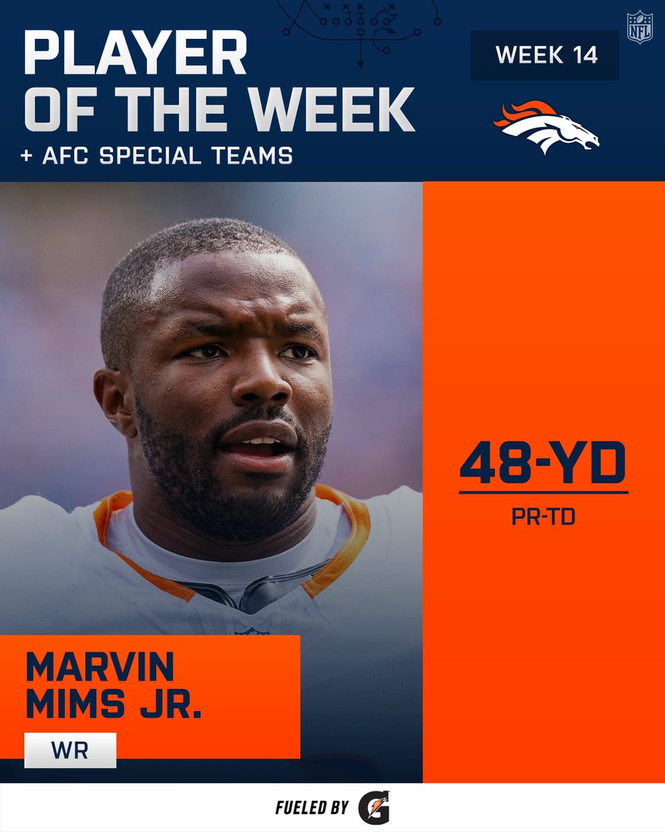 NFL's tweet photo. AFC Players of the Week! (Week 14)

@JoshAllenQB | @RasulEra | @marvindmims | @Gatorade https://t.co/JxevThqMzW