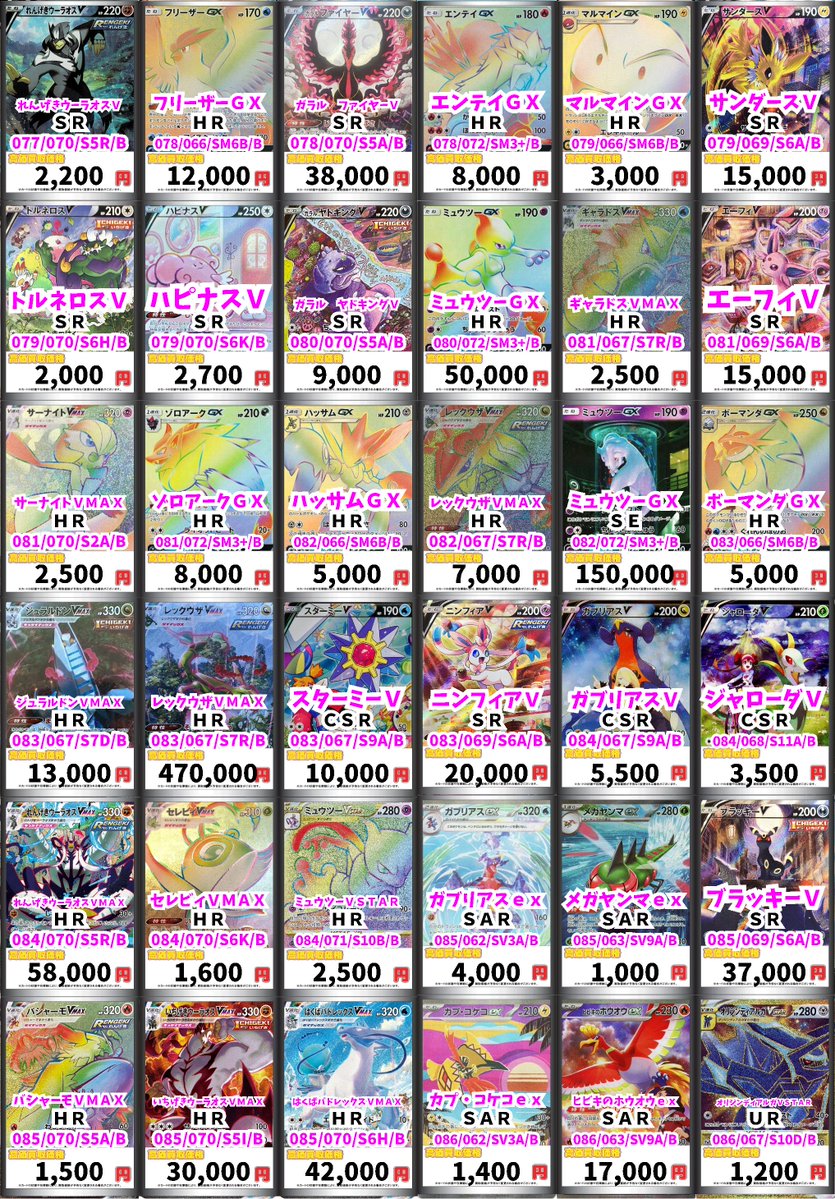 ポケカ買取表更新です✨✨ カメックス＆ポッチャマGX SR 38000