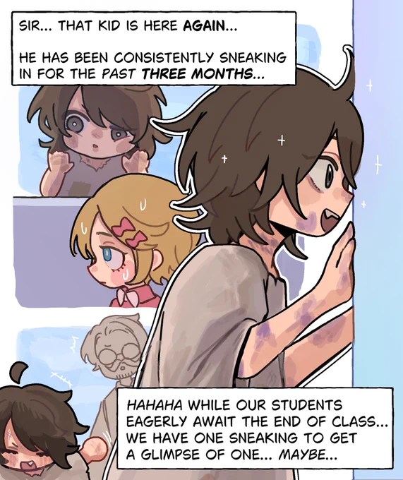 AU ⚔️ ↔️ ⛓️

In the meantime… 
Obviously… Luca's gonna survive one way or another :D

He got adopted into an rundown orphanage and is generally quite well liked

He gets caught quite often sneaking into a nearby school, that they decided to give him a chance… 