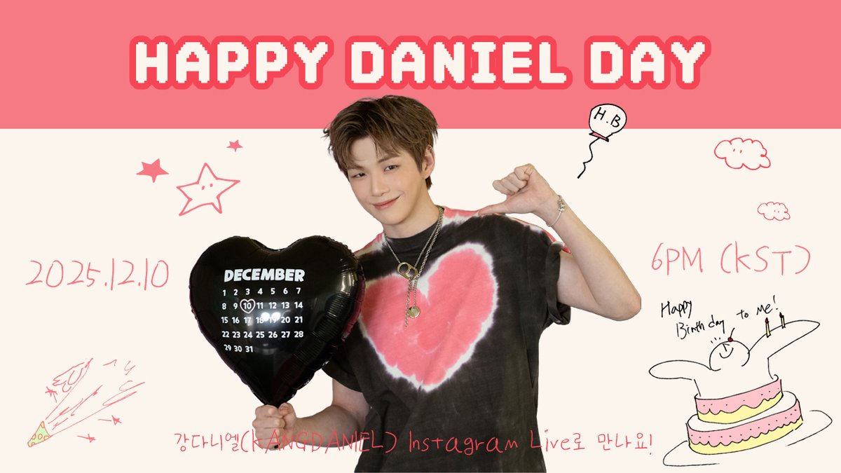 [🔴] 🎂 𝑯𝑨𝑷𝑷𝒀 𝑫𝑨𝑵𝑰𝑬𝑳 𝑫𝑨𝒀 🎂

플로디와 함께 하는
다니엘 생일 기념 인스타 라이브
12월 10일 오후 6시에 만나요🙌🏻

🗓 12월 10일 수요일 6PM(KST)
🔗instagram.com/daniel.k.here/

#강다니엘 #KANGDANIEL
#HAPPYDANIELDAY