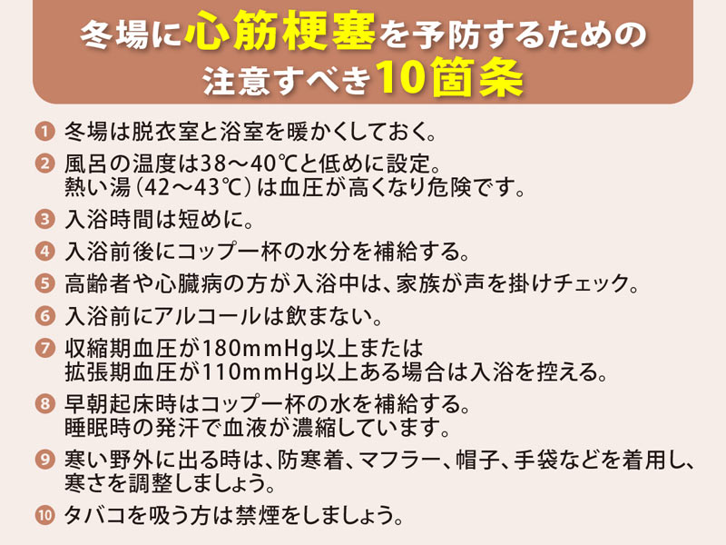 【心筋梗塞を防ぐための10箇条】
寒さが本格化するこの時期に怖いのが「心筋梗塞」です。冬は気温の変化が大きく、血圧が急に上がったり下がったりすることでヒートショックが起きやすくなります。自分自身や家族の命を守るために、ぜひ知っておきたい10箇条を紹介します。
weathernews.jp/news/202512/06…