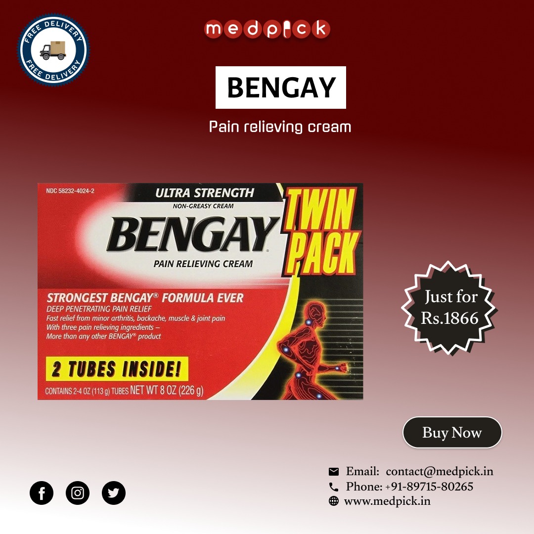 medpick's tweet photo. Fast, deep pain relief with BENGAY Ultra Strength Cream.
Get the Twin Pack for Rs.1866 with free delivery! 🔥
https://t.co/xUuegTh3Y4

#Bengay #PainRelief #MuscleCare https://t.co/6M5mIZvlQ4