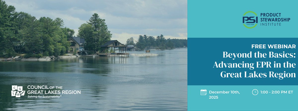 Join us tomorrow, December 10th, for a joint webinar with Product Stewardship Institute that will explore best practices and key decisions in EPR program design.

Register to attend:councilgreatlakesregion.org/event/beyond-t…