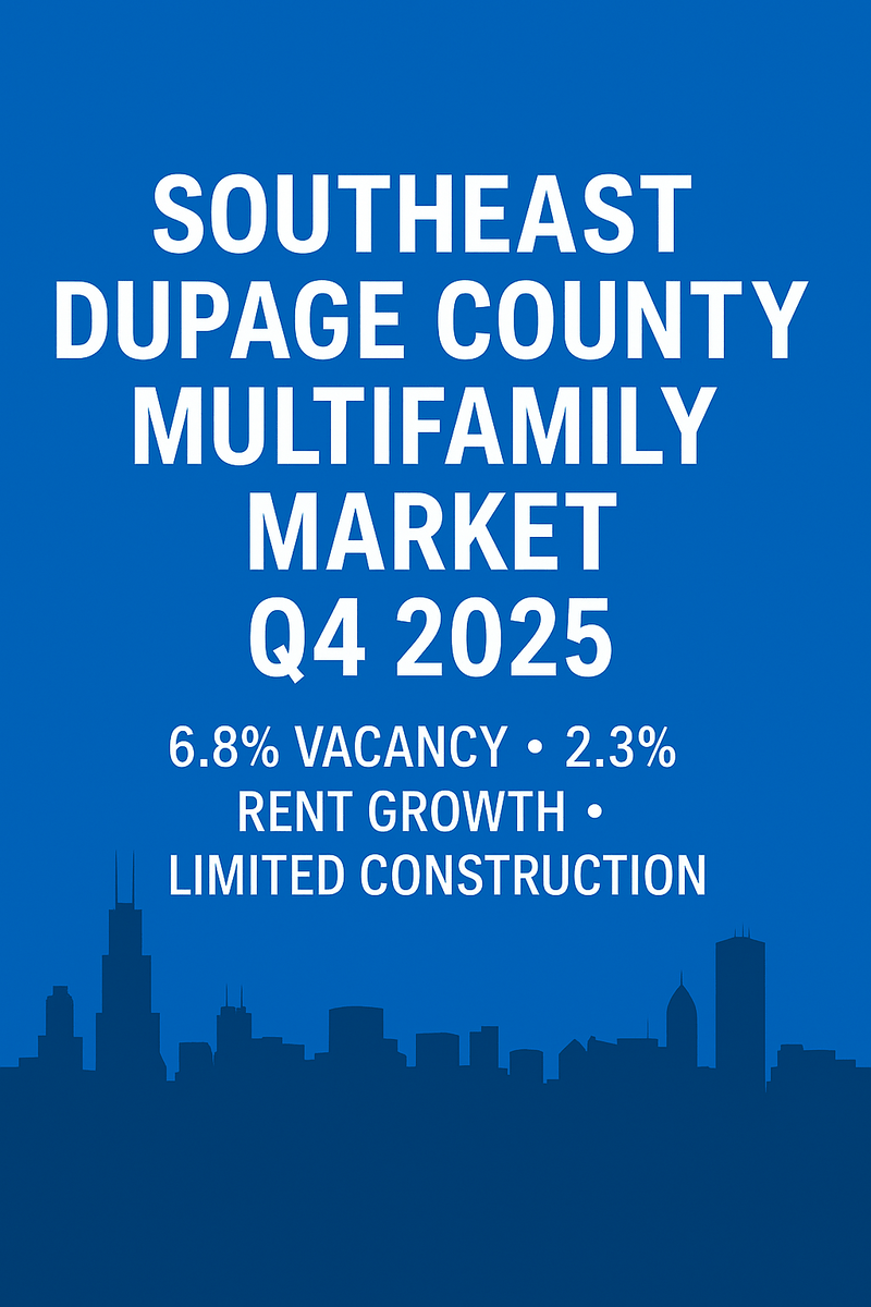 🏡 SOUTHEAST DUPAGE MULTIFAMILY: Q4 2025 MARKET SNAPSHOT
Quiet stability, high occupancy, and buyers circling for suburban product.

In towns like Darien, Willowbrook, and Woodridge, the Q4 2025 data paints a picture of suburban resilience — and a potential opportunity for sel...