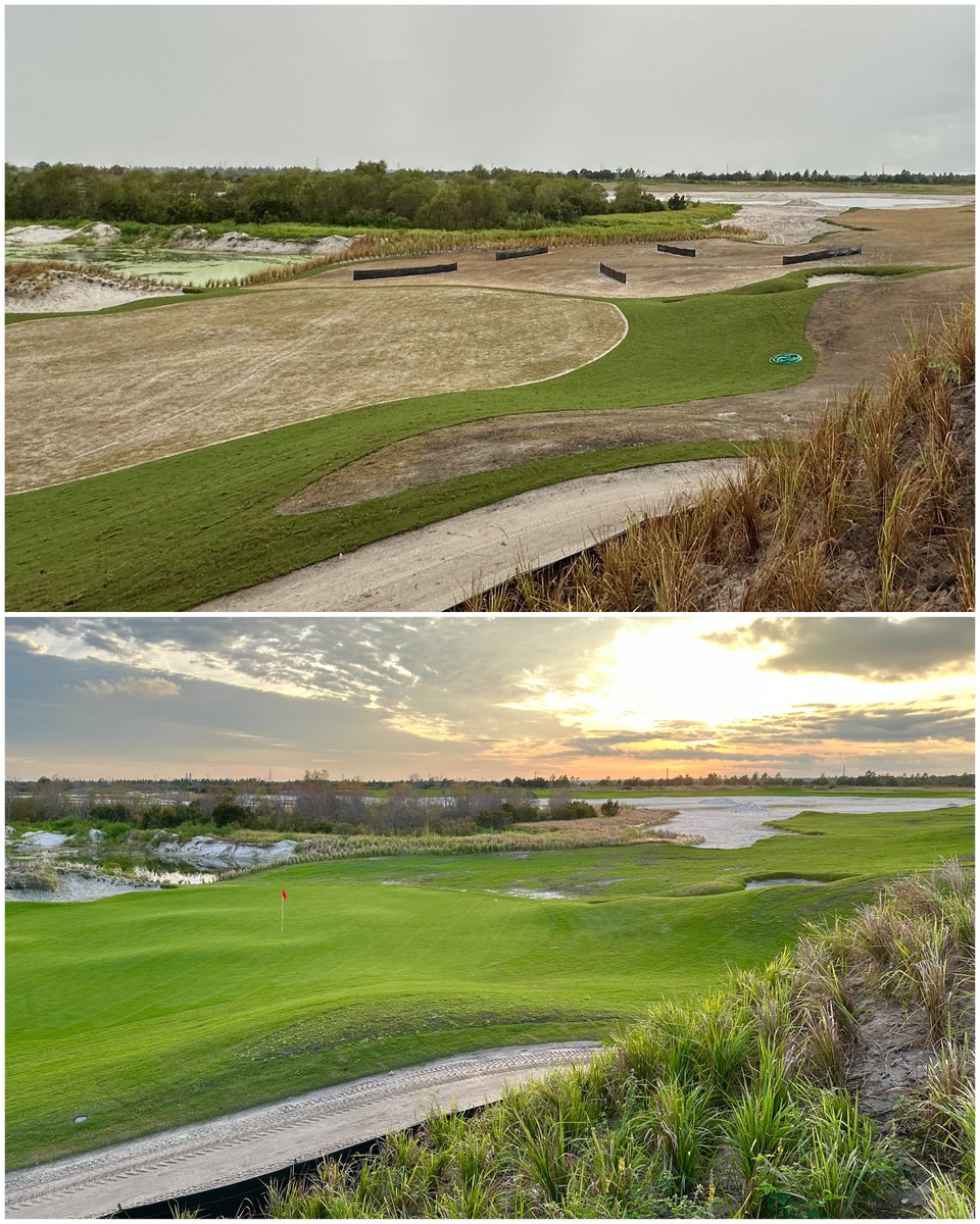 As David Kidd and team have completed shaping, sodding and sprigging his new course at <a href="/streamsong/">Streamsong</a>, and as he turns it over to the agronomists to grow it all in (some preview play by the end of 2026), here are a few iPhone before-and-afters: tee shot on 15 (par 3), approach on 14