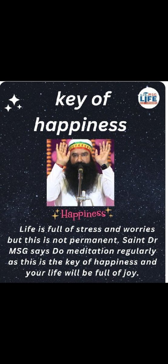 True happiness isn't just a fleeting moment it’s the inner peace that stays Saint Gurmeet Ram Rahim Singh Ji beautifully explains that while worldly pleasures.Take a few moments each day to meditate, calm your mind, and find that lasting happiness. #TrueHappiness