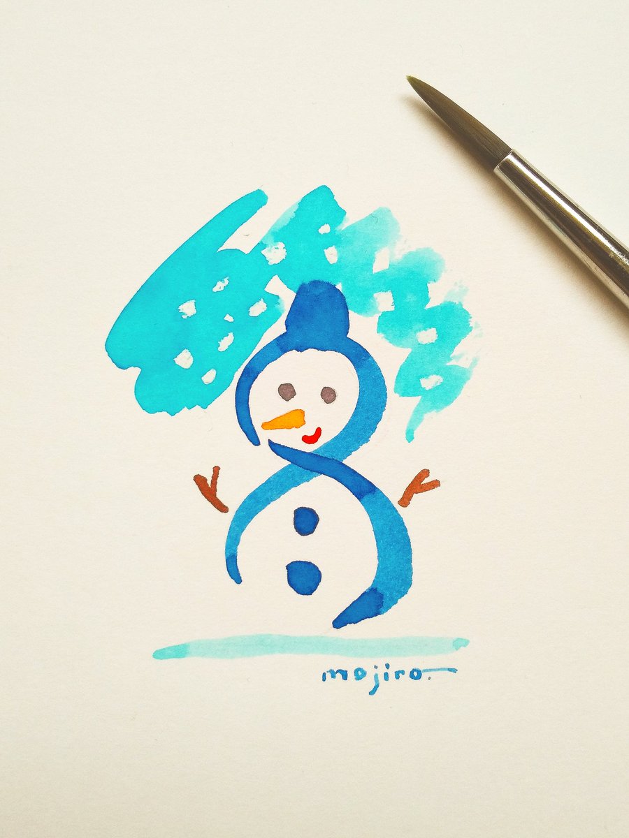 「冬」の文字で
雪だるまを描きました
#冬 #雪だるま 
#winter #snowman