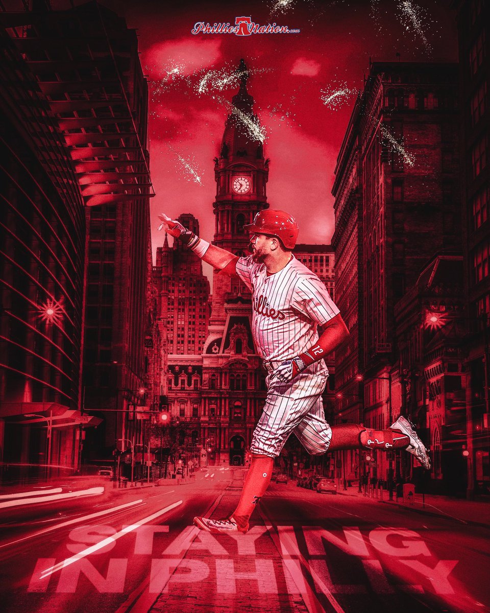 PhilliesNation's tweet photo. Officially official: Kyle Schwarber is staying in Philadelphia for five more years. 💣 https://t.co/JlT1EKWBzu