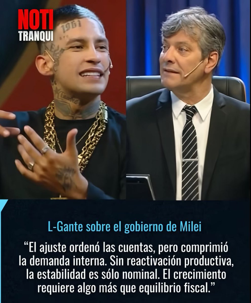 L-Gante sobre el gobierno de Milei:

"El ajuste ordenó las cuentas, pero comprimió la demanda interna. Sin reactivación productiva, la estabilidad es sólo nominal. El crecimiento requiere algo más que equilibrio fiscal."