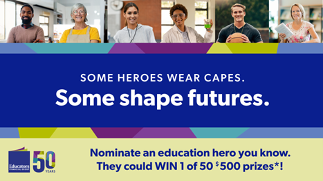📢 LAST CALL 📢 To celebrate 50 years of serving Ontario’s education community, <a href="/EducatorsFG/">Educators Financial Group</a> is giving away 50 prizes of $500* to education heroes across the province! Nominate your hero today at bit.ly/4oZGJ0N. Contest closes Dec 31. #EFGtips