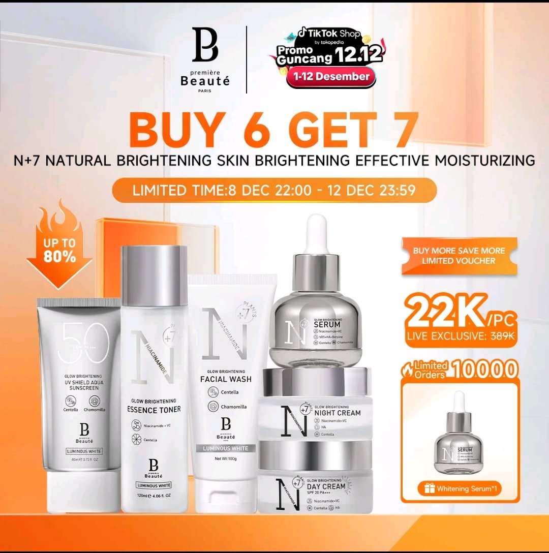 Premiere Beaute Whitening Paket Niacinamide Skincare 6PCS Set Wajah Moisturizing vt.tokopedia.com/t/ZSHwAkc1rFJK…