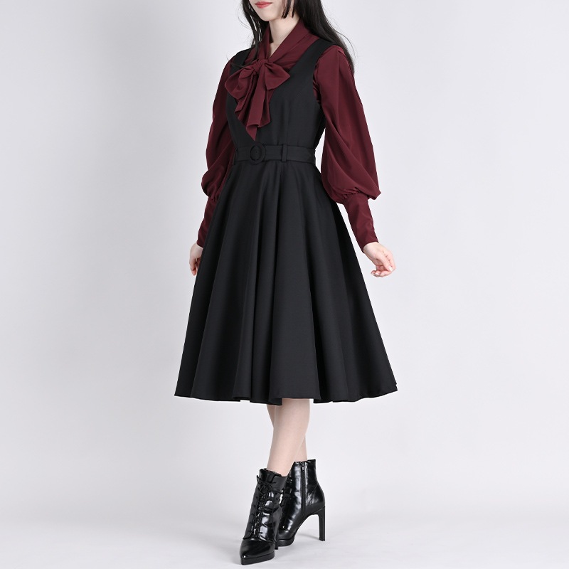 Restock】リノン・ワンピース ブラック 憧れの50s風の、レトロな